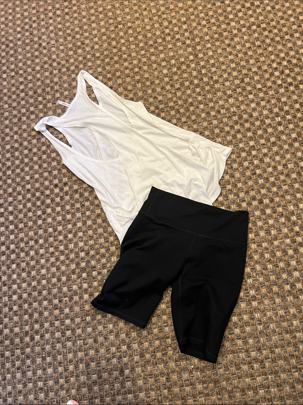 FableticsWomen's High-Waist Active Bike Shorts and tank.  Top is med shorts are